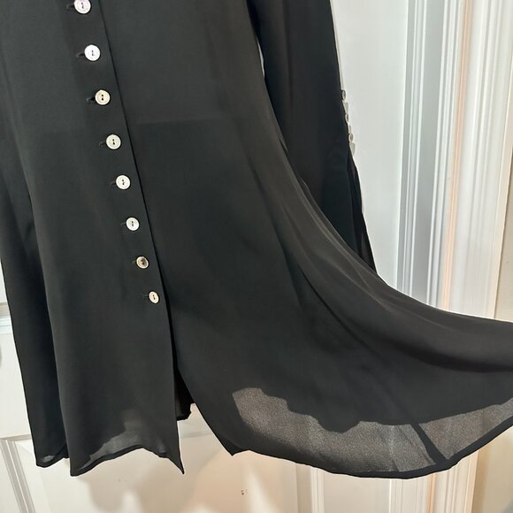 Vintage Mevisto Black Sheer Long Sleeve Dress, Size 8 - Picture 9 of 16
